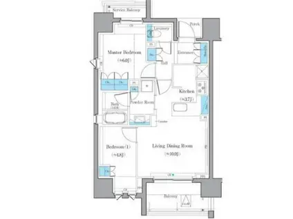 ヴィークグレイス三番町(2LDK/8階)の間取り写真