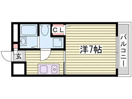 サンワプラザ福崎II(1K/4階)の間取り写真