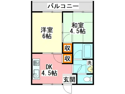 第1松本コーポ(2DK/2階)の間取り写真