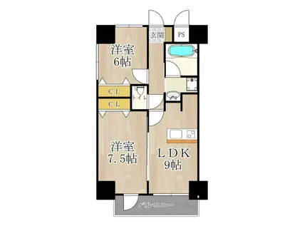 BGC難波タワー(2LDK/3階)の間取り写真