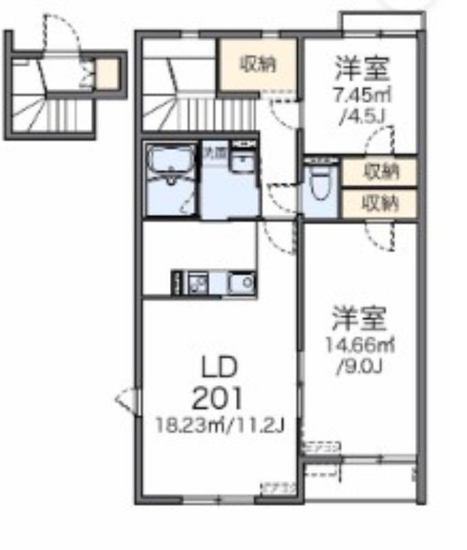 レオネクストジュヌ エルブ(2LDK/2階)の間取り写真