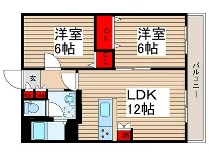秋山マンション(2LDK/4階)の間取り写真