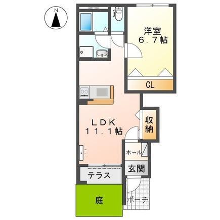 JR山陰本線 鳥取駅 バス乗車時間:15分 最寄りバス停で下車 徒歩8分 2階建 築7年(1LDK/1階)の間取り写真