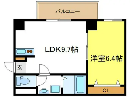 リュストル 平野(1LDK/2階)の間取り写真