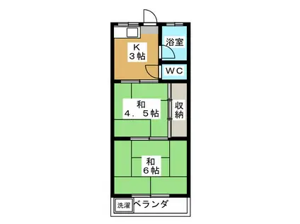 コーポ八幡(2K/1階)の間取り写真
