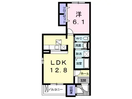 メリディオ サイトウB(1LDK/1階)の間取り写真