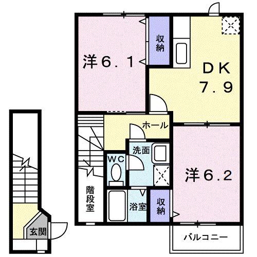 エクセレンス(2DK/2階)の間取り写真