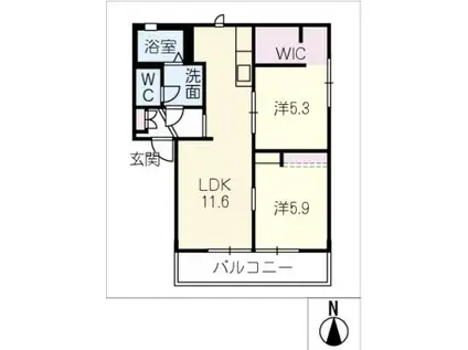 グリーンとぴあV(2LDK/1階)の間取り写真