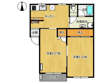 スマイル福沢B(2DK/2階)の間取り写真