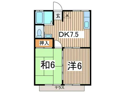 ニューファミリー(2DK/1階)の間取り写真