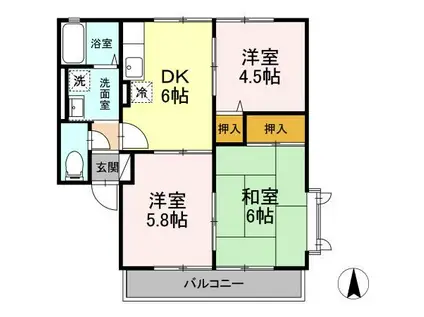サンビレッジ本宮(3DK/2階)の間取り写真