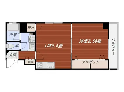Fビル(1LDK/6階)の間取り写真