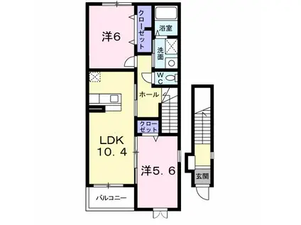 グリーン リーブズI(2LDK/2階)の間取り写真