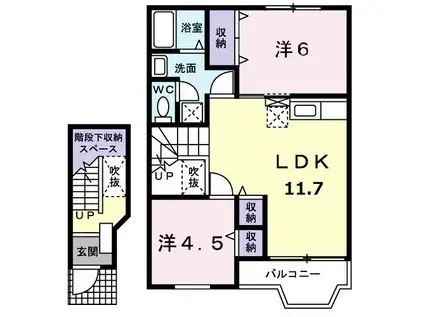 エクセルハイムII(2LDK/2階)の間取り写真