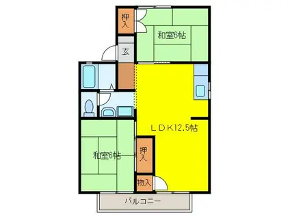 ローゼンハイム(2LDK/2階)の間取り写真