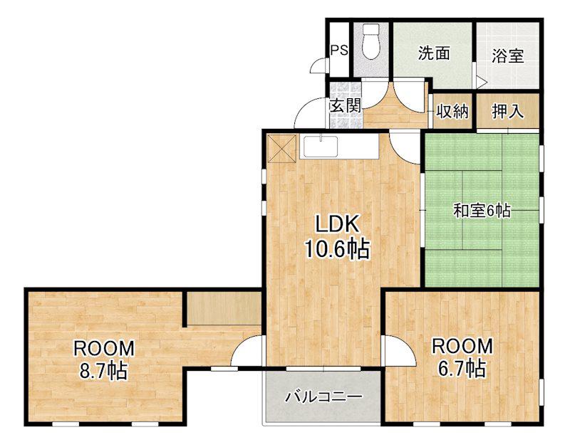 センターコート(3LDK/2階)の間取り写真