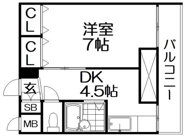 国際グランドハイツ(1DK/2階)の間取り写真
