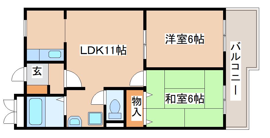 マインドパレス須磨浦(2LDK/2階)の間取り写真