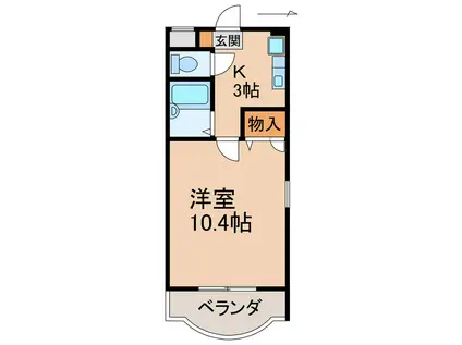 クレスト中津(1K/1階)の間取り写真