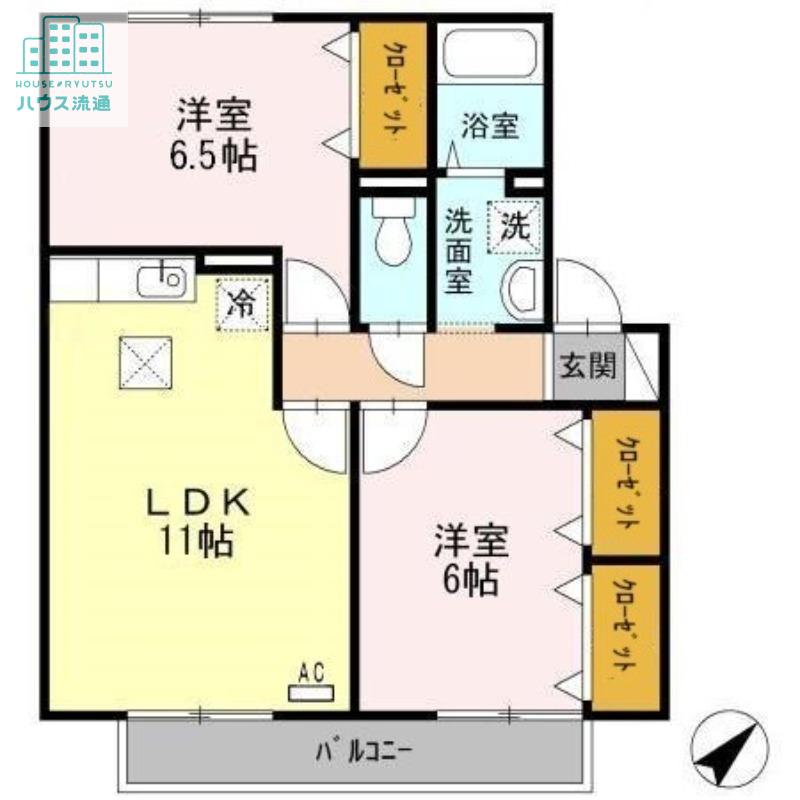 サンライズ豊A(2LDK/1階)の間取り写真