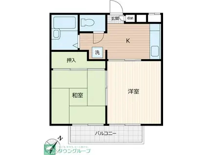 フラワーパレス(2K/2階)の間取り写真