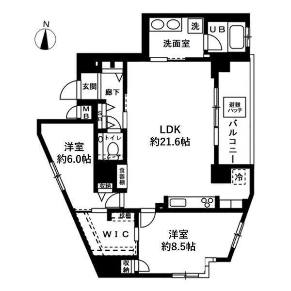オーヴェルク‐II(2LDK/11階)の間取り写真