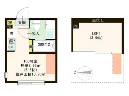 MAISON FLEUR 氷川台 (ワンルーム/1階)の間取り写真