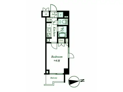 ルーブル羽田萩中(1K/1階)の間取り写真