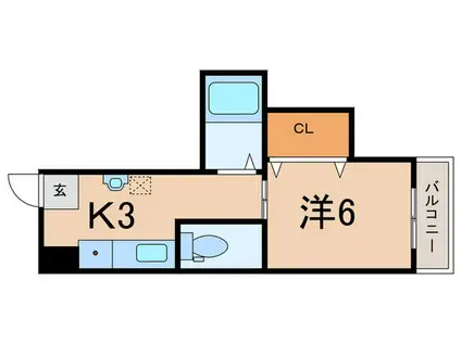 ディア夙川(1K/2階)の間取り写真