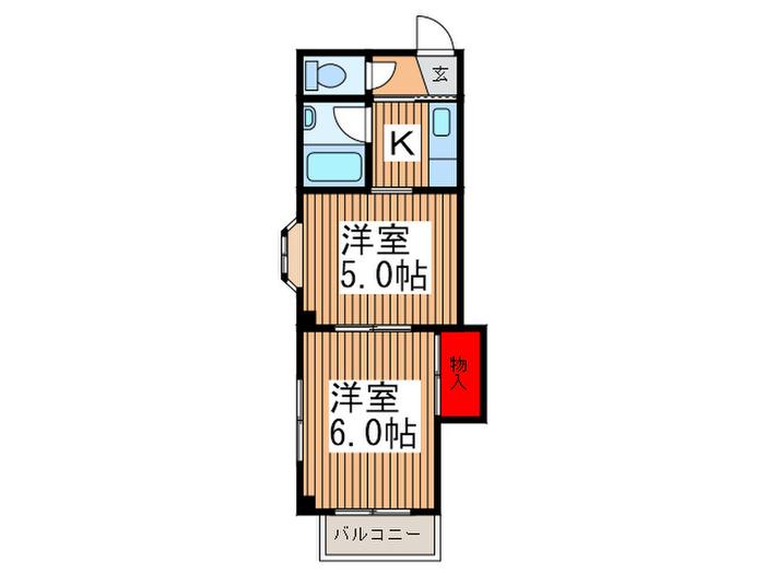 イズミハイム(2K/2階)の間取り写真