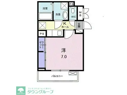 ピエール ブランシュII(1K/2階)の間取り写真