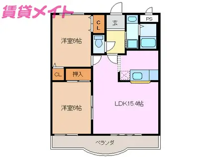 ベレーザII(2LDK/1階)の間取り写真