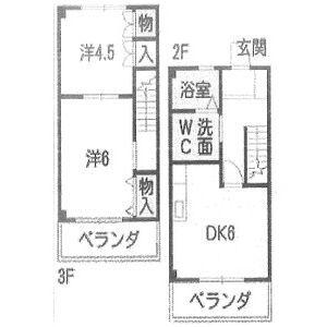 Rハウス仏生寺(2DK/2階)の間取り写真