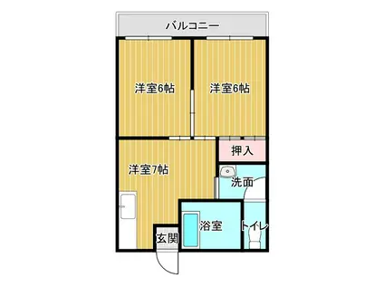 コーポラス田主丸A(2LDK/1階)の間取り写真