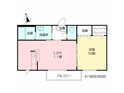 フォーレスS D棟(1LDK/2階)の間取り写真