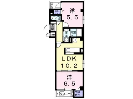 アニュー タカヒロ(2LDK/2階)の間取り写真