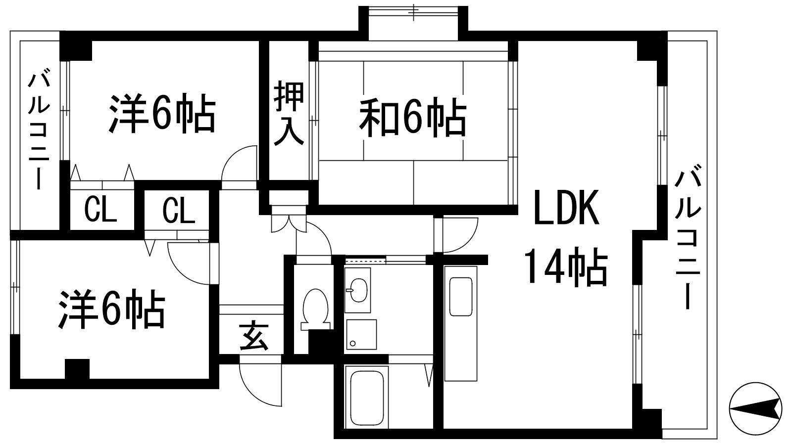 カーサ・ドゥ・テソロ(3LDK/3階)の間取り写真