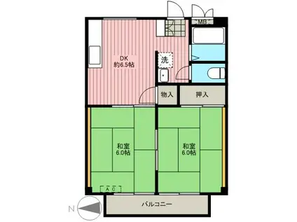 メゾンド・フジ(2DK/3階)の間取り写真