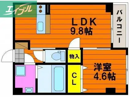 サンフォレスタ西古松(1LDK/2階)の間取り写真
