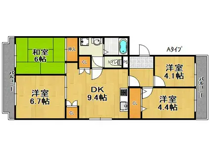 イングス21(4DK/1階)の間取り写真