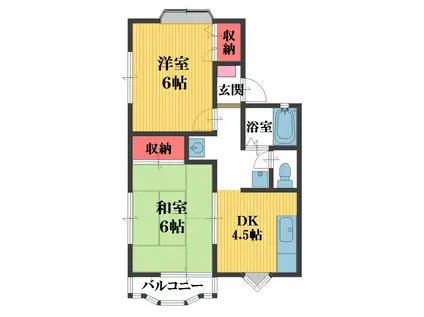 サンライズ大熊C(2DK/2階)の間取り写真