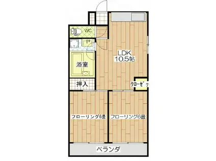 グランドール東寺尾(2LDK/4階)の間取り写真