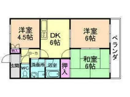 ドエル旭ヶ丘(3DK/2階)の間取り写真