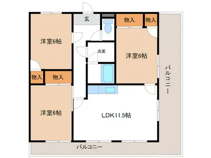 ドリームキャッスル(3LDK/5階)の間取り写真