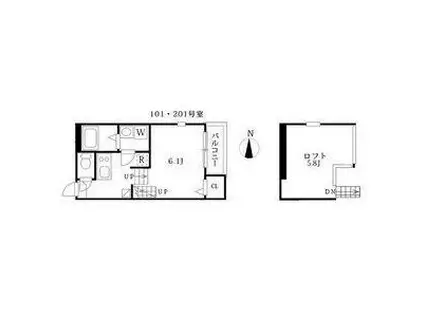 ユグドラシル高畑(1K/1階)の間取り写真