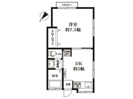 メゾンド白楽(1DK/2階)の間取り写真