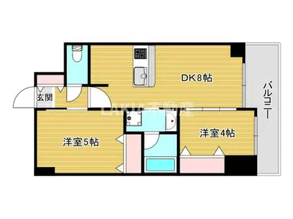 アーデンタワー本町イースト(2DK/2階)の間取り写真