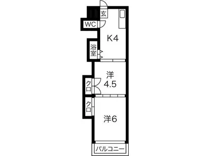 茶所フォート(1K/3階)の間取り写真