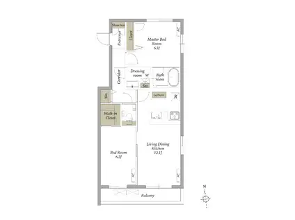 グリナージュ内藤町(2LDK/3階)の間取り写真