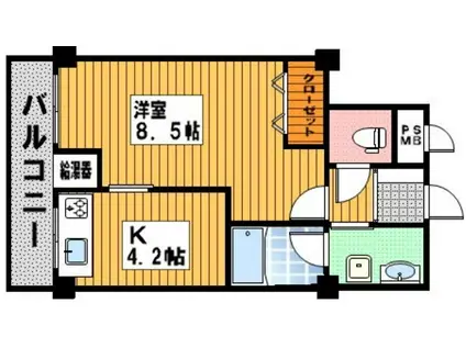 アルファKII(1K/4階)の間取り写真